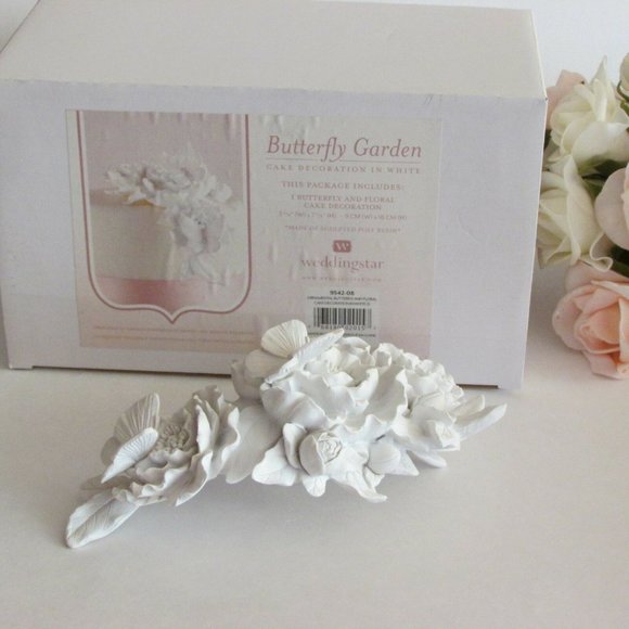 NEW Wedding Cake Topper BUTTERFLY GARDEN Bridal Decor Cottagecore - Picture 2 of 11